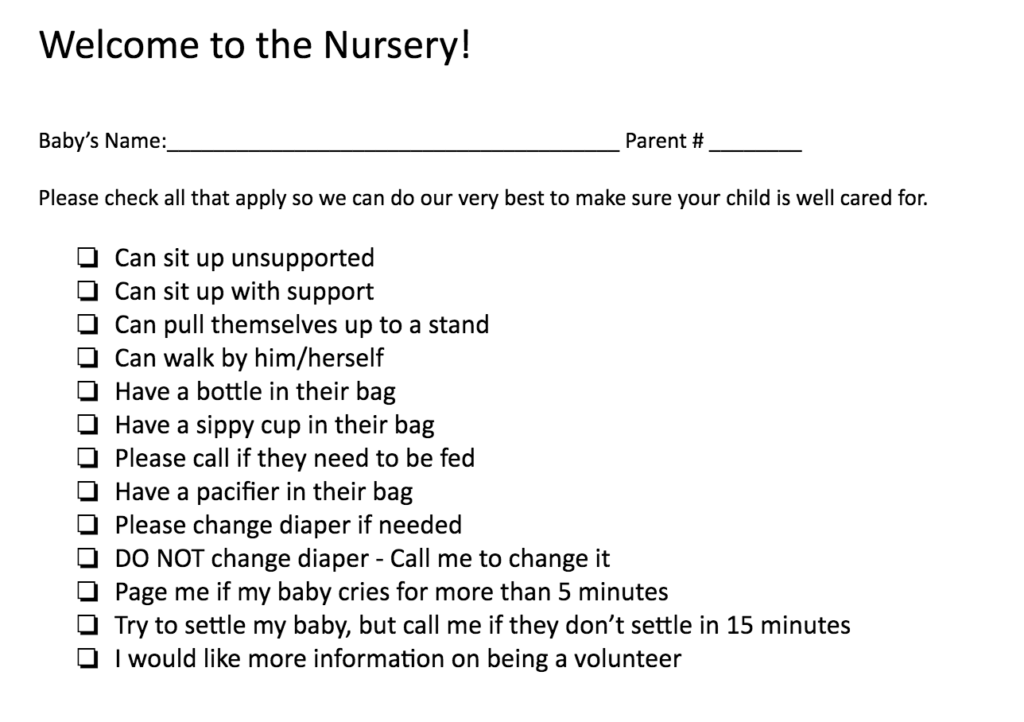 Nursery Checklist