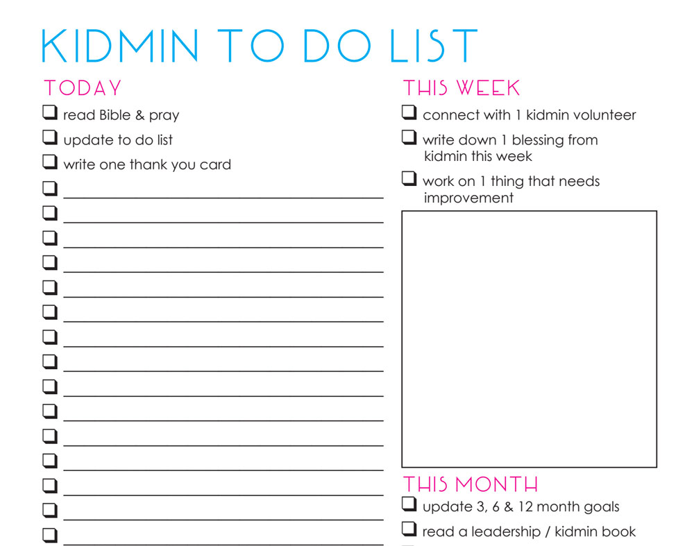 Kids Ministry To Do List